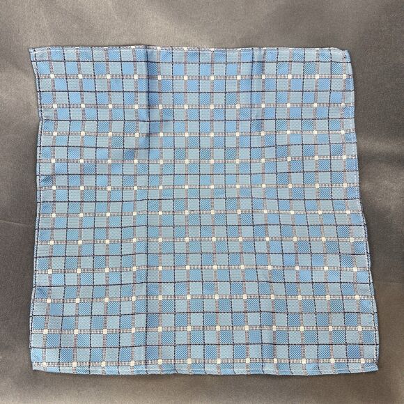 Hi-Tie Men’s 100%‎ Silk Tie Handkerchief Set Geometric Blue Silver Wedding Dance - Picture 8 of 11